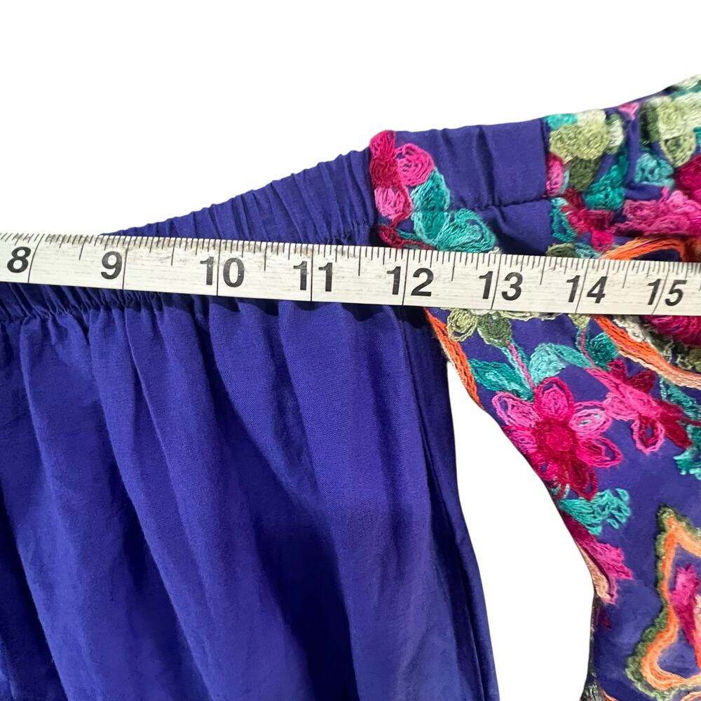 Hayden Off Shoulder Tunic Blouse‎ S Purple Embroidered Boho Peasant Top Festival - Picture 7 of 10
